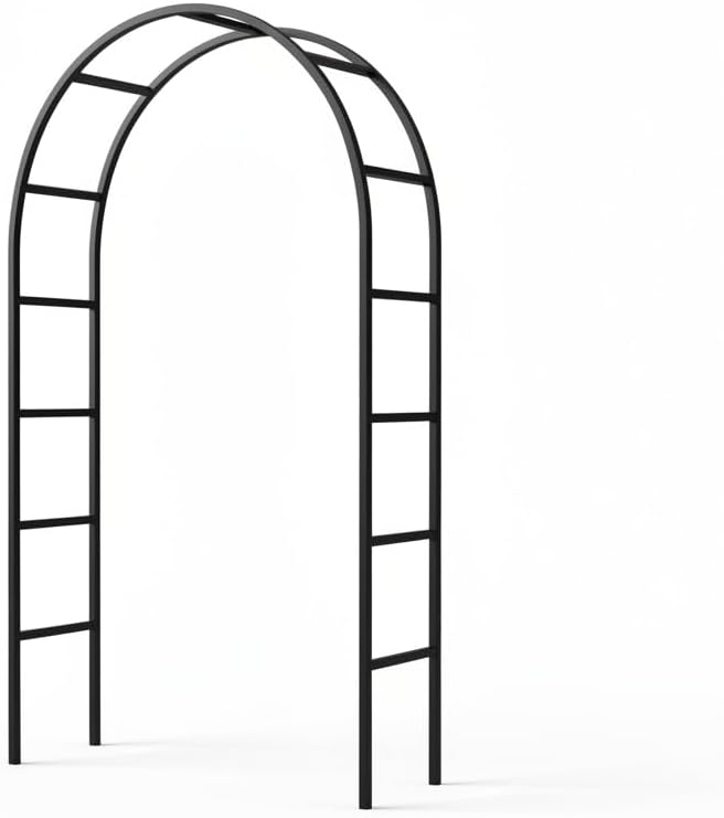 Metal Garden Arch Arbor, 94.5" H x 55" W, Black Powder-Coated Iron