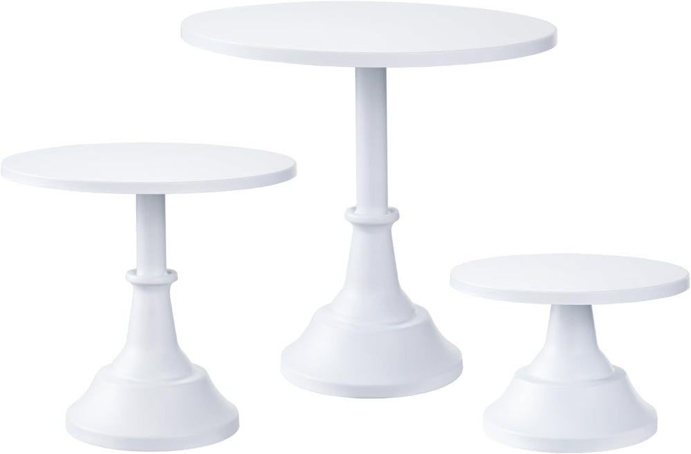HBlife 3 PCS White Cake Stand Set (8"/10"/12" Cake Plate), Metal