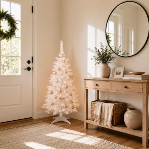 4FT White Artificial Small Christmas Tree Mini Tabletop Decor