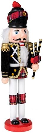 Clever Creations Black Scottish Bagpiper 12 Inch Traditional Wooden Nutcracker, Festive Christmas Décor for Shelves and Tables