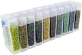 Set of 10 Colors - Miyuki Size 11/0 Round Seed Beads, 100 Grams - Picasso Collection in Flip-Top Containers and Plastic Storage Box