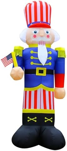 Independence Day Inflatable Nutcracker Soldier Yard Decoration Lighted 4th of July Blow Up Patriotic Garden Yard Lawn Decor 8 Feet Tall (8FT-Nutcracker)
