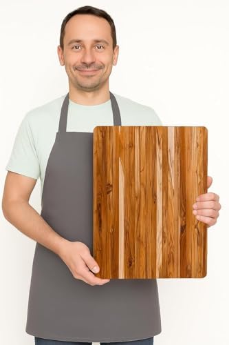 Teakhaus Edge-Grain Teak Wood Cutting Board with Grip Handles, Large