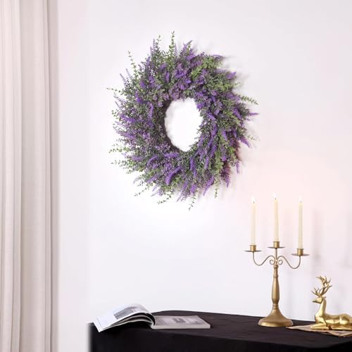 26'' Large Artificial Eucalyptus and Lavender Wreath for Front Door(Purple)