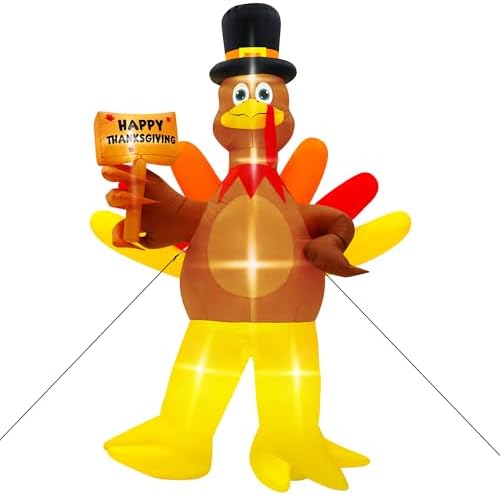 12FT Inflatable Turkey, LED Lighted Turkey Thanksgiving Outdoor Decor
