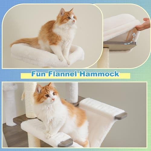 Hey-brother Wooden Cat Tree, Furniture Tower with Large Platforms, MPJ121SG