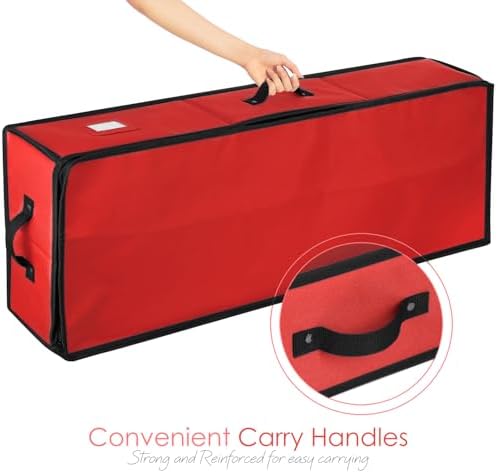 Hearth & Harbor Wrapping Paper Storage Container - Christmas Storage Bag with Interior Pockets - Gift Wrap Organizer Fits Up to 22 Rolls of 40" - Tear Proof, Red