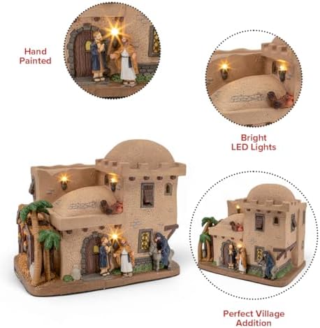 Bethlehem Inn Porcelain Christmas Village with LED Lights