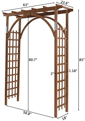 Outvita 7Ft Dark Brown Wooden Garden Arbor Arch Trellis