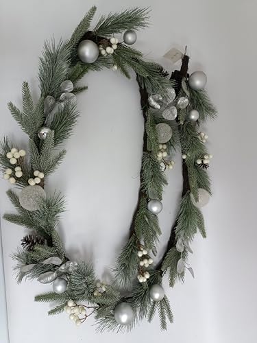 Valery Madelyn 9 Ft Christmas Garland with Lights for Mantle Silvery White