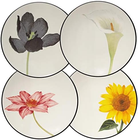 Noritake Colorwave Floral Appetizer Plates, Graphite Black, Set of 4