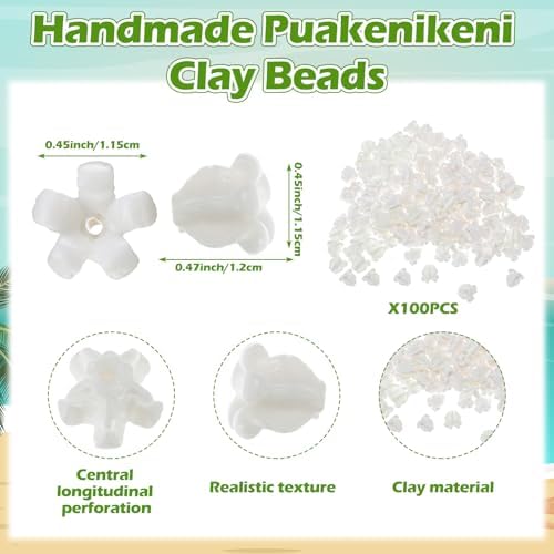Jutom 100 Pcs White Crown Flower Beads for Hawaiian Lei Making