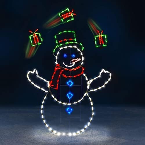 ProductWorks Snowman Yard Decoration - Lighted LED Display - 60 in - Metal