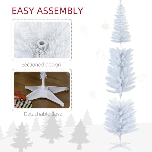 HOMCOM 7' Tall Pre-Lit Slim Noble Fir Artificial Pencil Christmas Tree