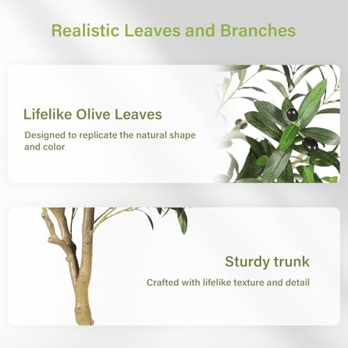 FEELEAD 7ft Olive Trees Artificial Indoor with Planter for Home Decor