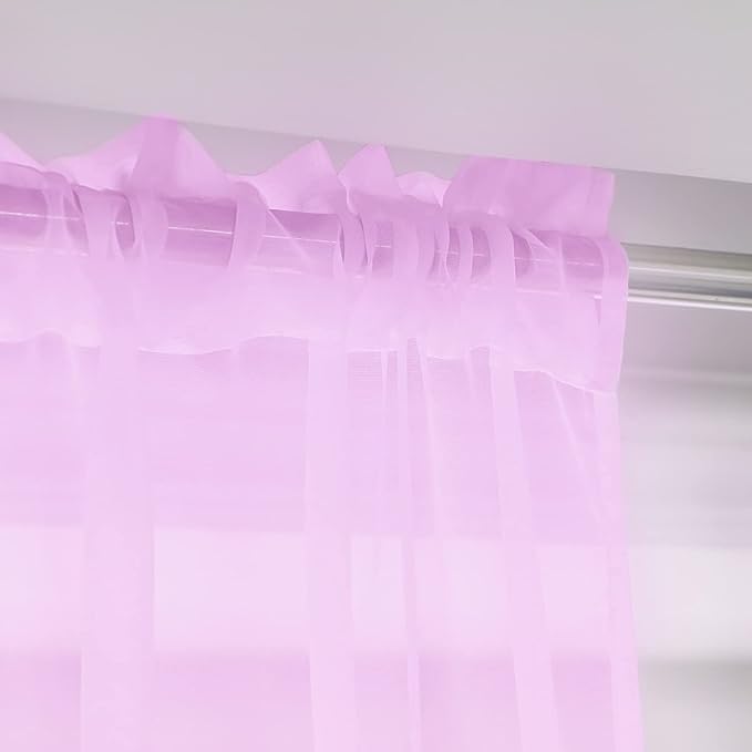 Window Pink Sheer Curtains 48 Inches Width 45 Inches Long 2 Panels Sheer Curtain Clear Curtains Basic Rod Pocket Panel for Home Living Room Bedroom Kids Room Yard Patio Parlor Sliding