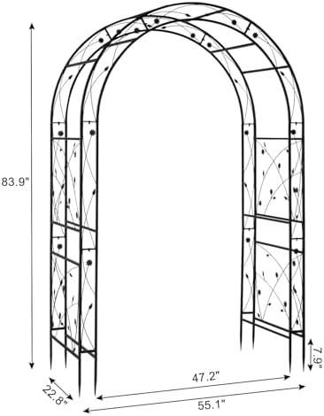 VINGLI Garden Arbor, Arch for Wedding Ceremony Party, Christmas Garden Decor Steel Garden Trellis for Plant Climbing, Pergola for Garden, Backyard, Lawn (Black-59x84)