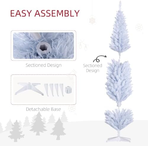 HOMCOM 8' Artificial Pencil Christmas Tree 618 Realistic Branch Tips White