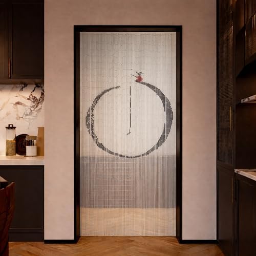Fishing Art Beaded Bamboo Curtain for Doorway 35.4" x 78.7"