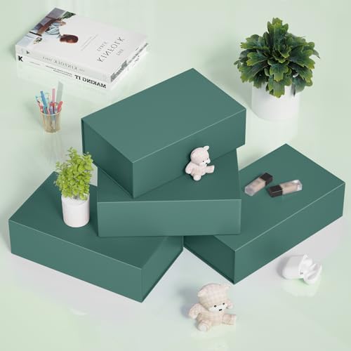 RYDDOY 5 Pack Green Gift Box, 9.5x6x3'' Gift Boxes with Lids for Presents