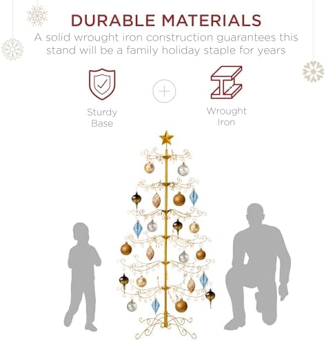 Best Choice Products 6ft Wrought Iron Ornament Display Christmas Tree w/Easy Assembly and Stand - Gold