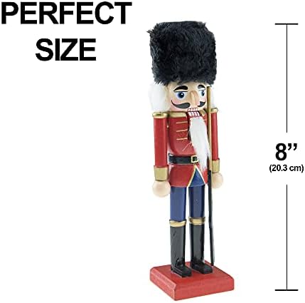 Clever Creations British Soldier 8 Inch Traditional Wooden Nutcracker, Festive Christmas Décor for Shelves and Tables