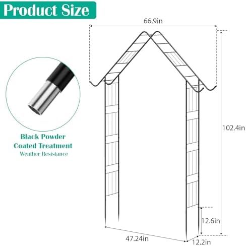 Garden Arch Arbor Trellis for Climbing Plants 8.5Ft Metal Arch Trellis