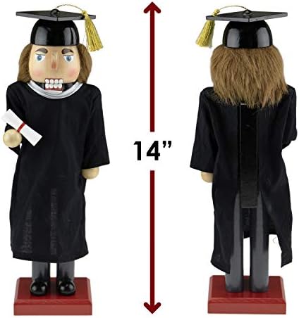 Clever Creations Boy Graduate 14 Inch Traditional Wooden Nutcracker, Festive Christmas Décor for Shelves and Tables