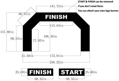 SAYOK Outdoor Inflatable Arch Inflatable Archway Inflatable Start Finish Line Racing Arch Banners with Air Blower for Advertising(Black, 20FT)