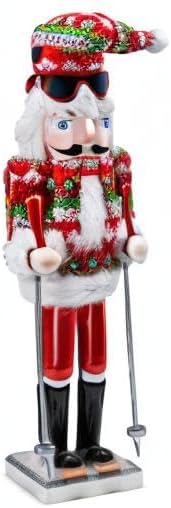 Skier Ski Man Christmas Nutcracker – Wooden Skiing Winter Holiday Decor 15"