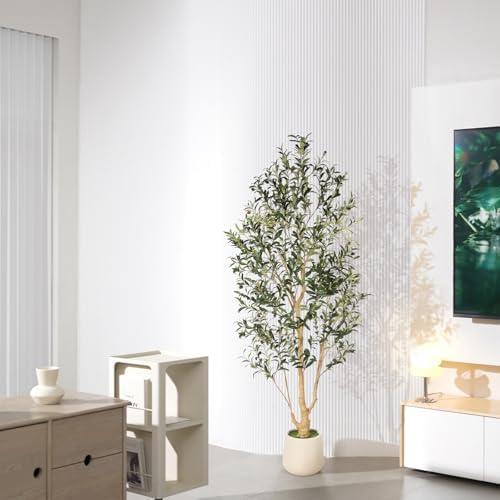 FEELEAD Olive Tree Artificial Indoor 6ft with Planter for Living Room Decor