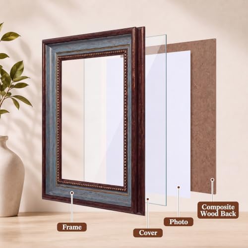 Lineshading 8x10 Vintage Picture Frames, 4 Pack, Dark