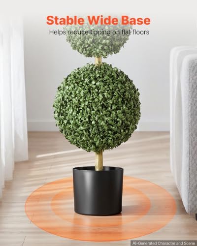 VEVOR Artificial Boxwood Topiary Triple Ball 3 Ft Set of 2 Greenery Decor