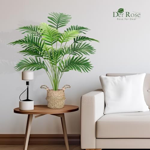 Der Rose 2Pcs 28" Fake Palm Trees, Artificial Floor Plants in Woven Baskets