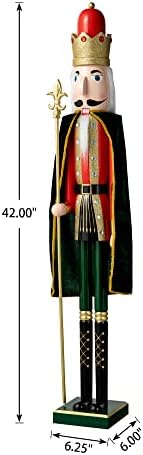Glitzhome 42" H Large Nutcracker Christmas Decor Wooden Nutcracker Ornaments King Nutcracker Figures with Velvet Cloak Traditional Christmas Decor for Indoor and Outdoor