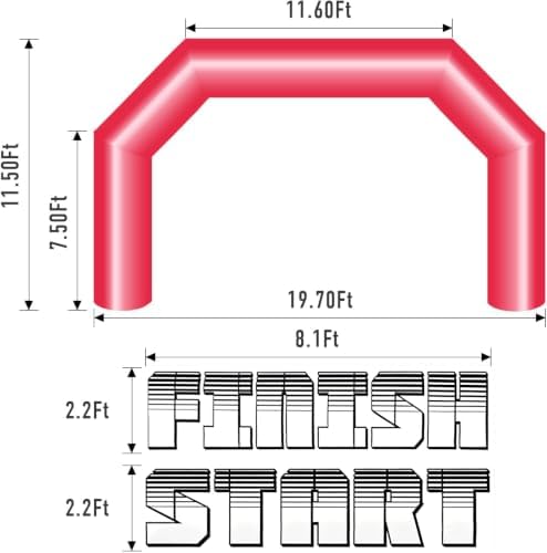 20Ft Inflatable Arch with Blower,Outdoor Inflatable Archway for Party,5K Race,Advertising Commerce,School Sport Black Red