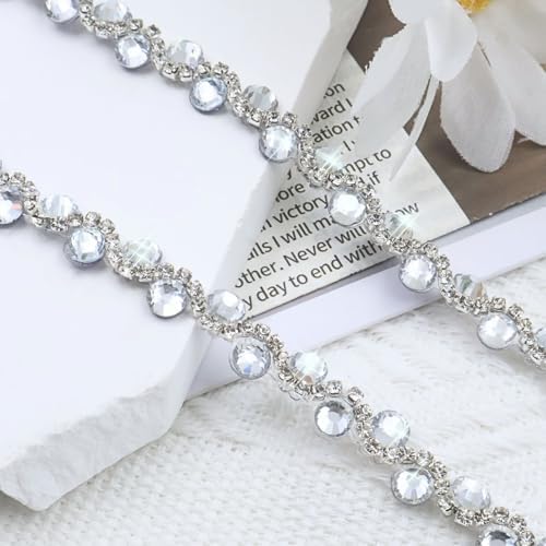 6 Yards Silver White Self Adhesive Rhinestone Ribbon Rhinestone Trim