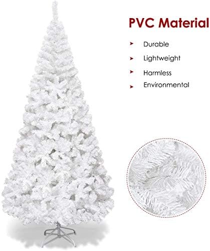 Goplus 6ft Artificial White Christmas Tree with 650 Branch Tips, Unlit