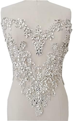 Handmade Rhinestones lace Applique handsewing Beads Sequins Trimming Patches ...
