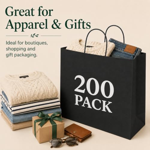 mesha large black gift paper bags with handles on a desk or shelf