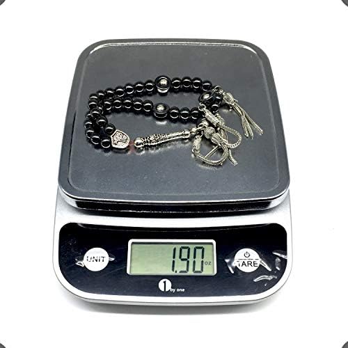Design - Long & Stylist Tassels Worry Beads - Prayer Beads (8 mm-33 Beads) Tesbih-Tasbih-Tasbeeh-Misbaha-Subha-Sebha-Sibha-Rosary (Black Hematite - Silver Plated)