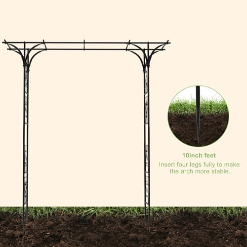 7FT Garden Arch Arbor Steel Trellis for Climbing Plant Outdoor Wedding Gate