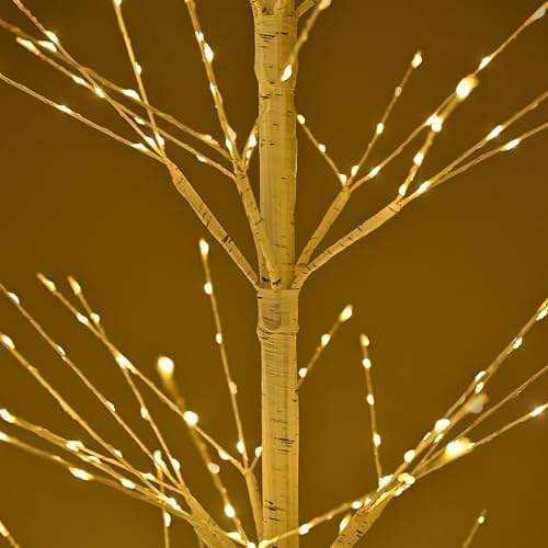 7FT Birch Tree with 736 LED Lights, Artificial Tree IP44 Waterproof Twinkle Light White Christmas Tree for Indoor Outdoor Festival Wedding Party Christmas Decorations (7FT/736LED)