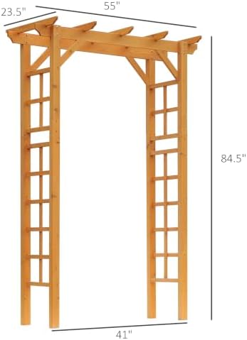 Outsunny 85" Wooden Garden Arbor, Garden Arch for Wedding, Orange