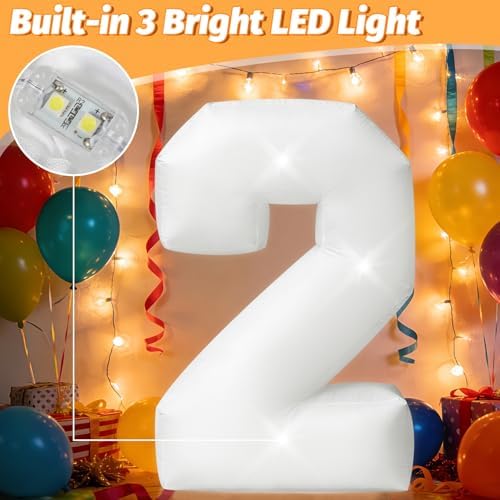 5FT Giant Inflatable Light Up Number 2 Easy Setup Decoration