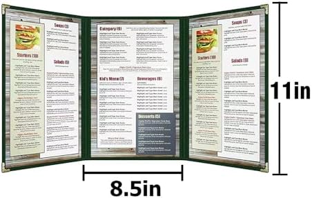 goodsmart pajco style restaurant menu covers – pack showing dimensions