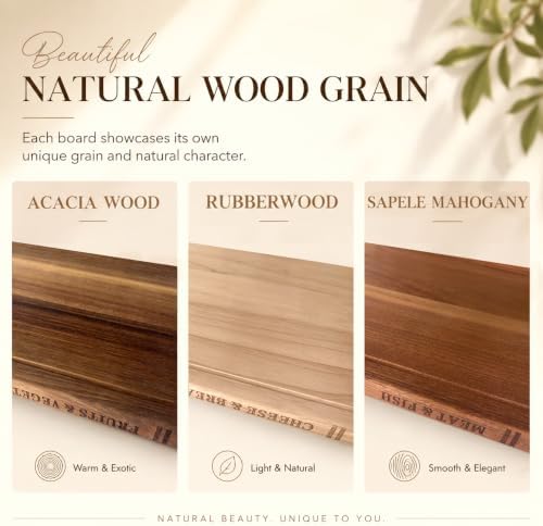 Premium Book Cutting Board Set with Stand – 100% Natural Solid Wood Boards