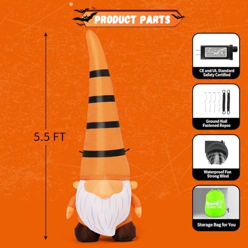 COMIN 5FT Thanksgiving Gnome Inflatables Fall Yard Decorations
