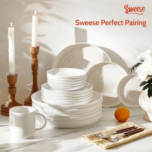 Sweese Appetizer Plate, 6 in Porcelain Small Dessert Plates Set of 6, White