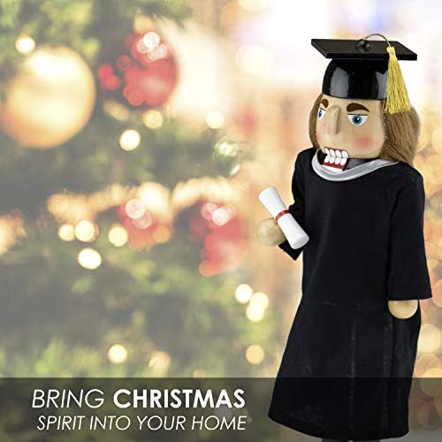 Clever Creations Boy Graduate 14 Inch Traditional Wooden Nutcracker, Festive Christmas Décor for Shelves and Tables